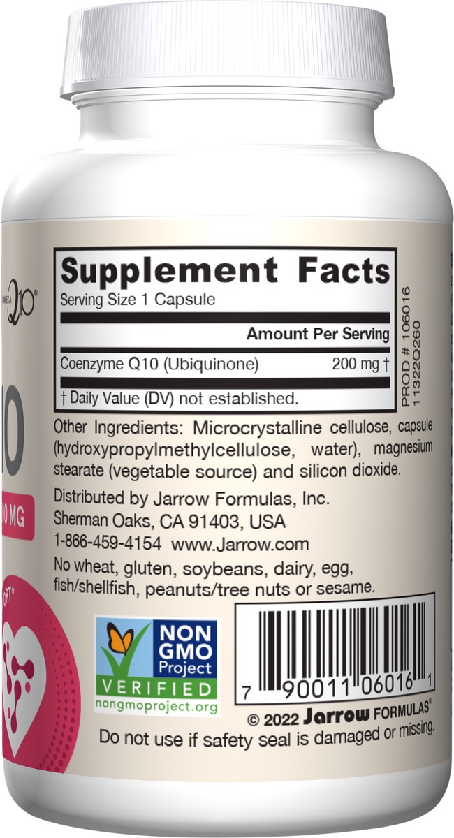 slide 4 of 4, Jarrow Formulas Co-Q10 200 mg - Antioxidant Support for Mitochondrial Health, Energy Production & Cardiovascular Function - Dietary Supplement - 60 Veggie Capsules, 60 ct