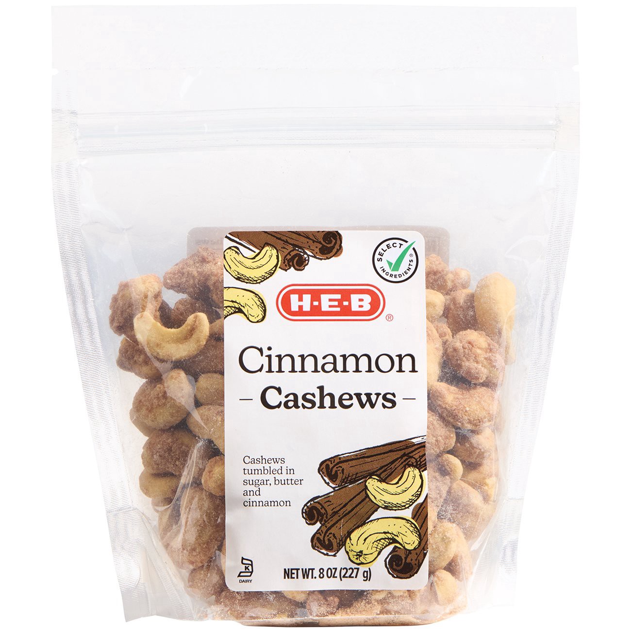 slide 1 of 1, H-E-B Cinnamon Cashews, 8 oz