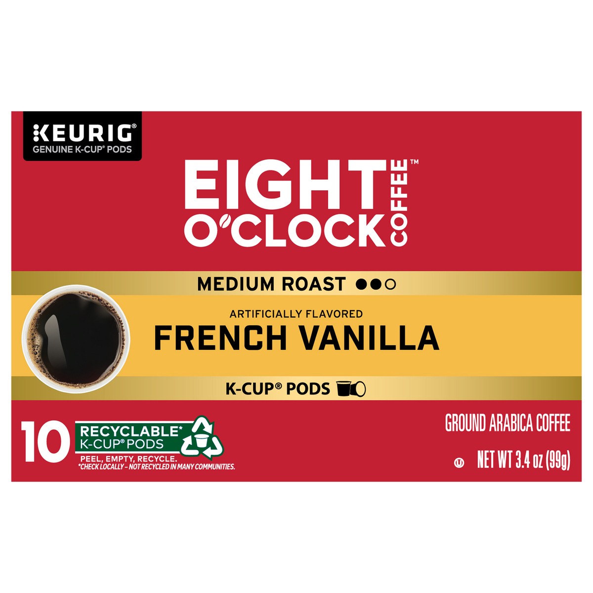 slide 2 of 2, Eight O'Clock Coffee French Vanilla, Keurig Single Serve K-Cup Pods, Light Roast, 10 Count, 10 ct