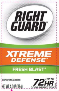 slide 9 of 10, Right Guard Xtreme Defense Men’s Fresh Blast 72-Hour Gel Deodorant and Antiperspirant for Men, 4 oz