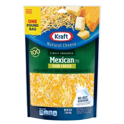 Kraft Mexican Style Four Cheese Shredded Cheese, 16 oz Bag