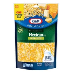 Kraft Mexican Style Four Cheese Shredded Cheese, 16 oz Bag