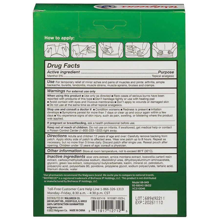 slide 3 of 3, Walgreens Cold Therapy Pain Relief Patch, 5 ct