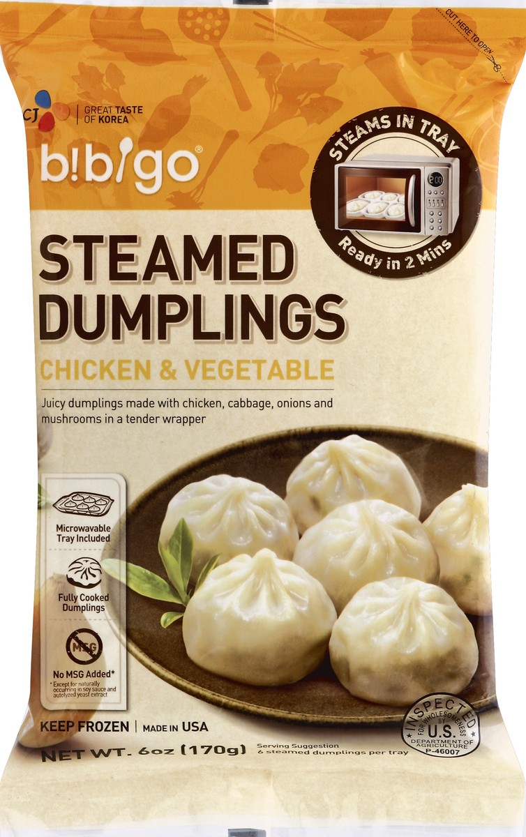 slide 5 of 5, Bibigo Chicken & Vegetable Steamed Dumplings , 6 oz