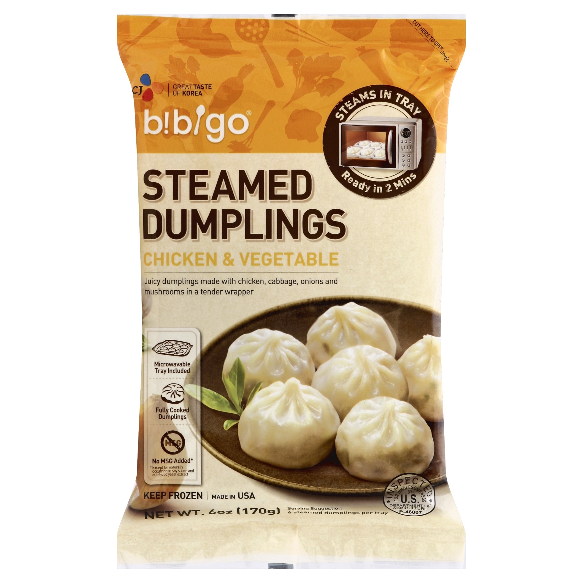 slide 1 of 5, Bibigo Chicken & Vegetable Steamed Dumplings , 6 oz