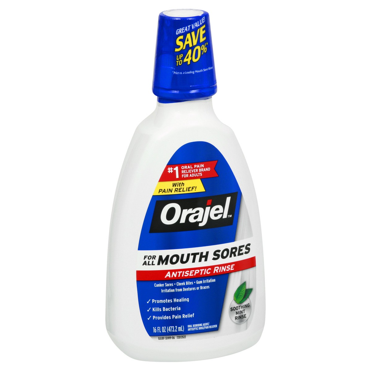 slide 2 of 9, Orajel Antiseptic Mouth Sore Rinse- 16 oz -Kills Bacteria- For Canker Sores & Gum Irritation – Mint Flavor, 16 fl oz