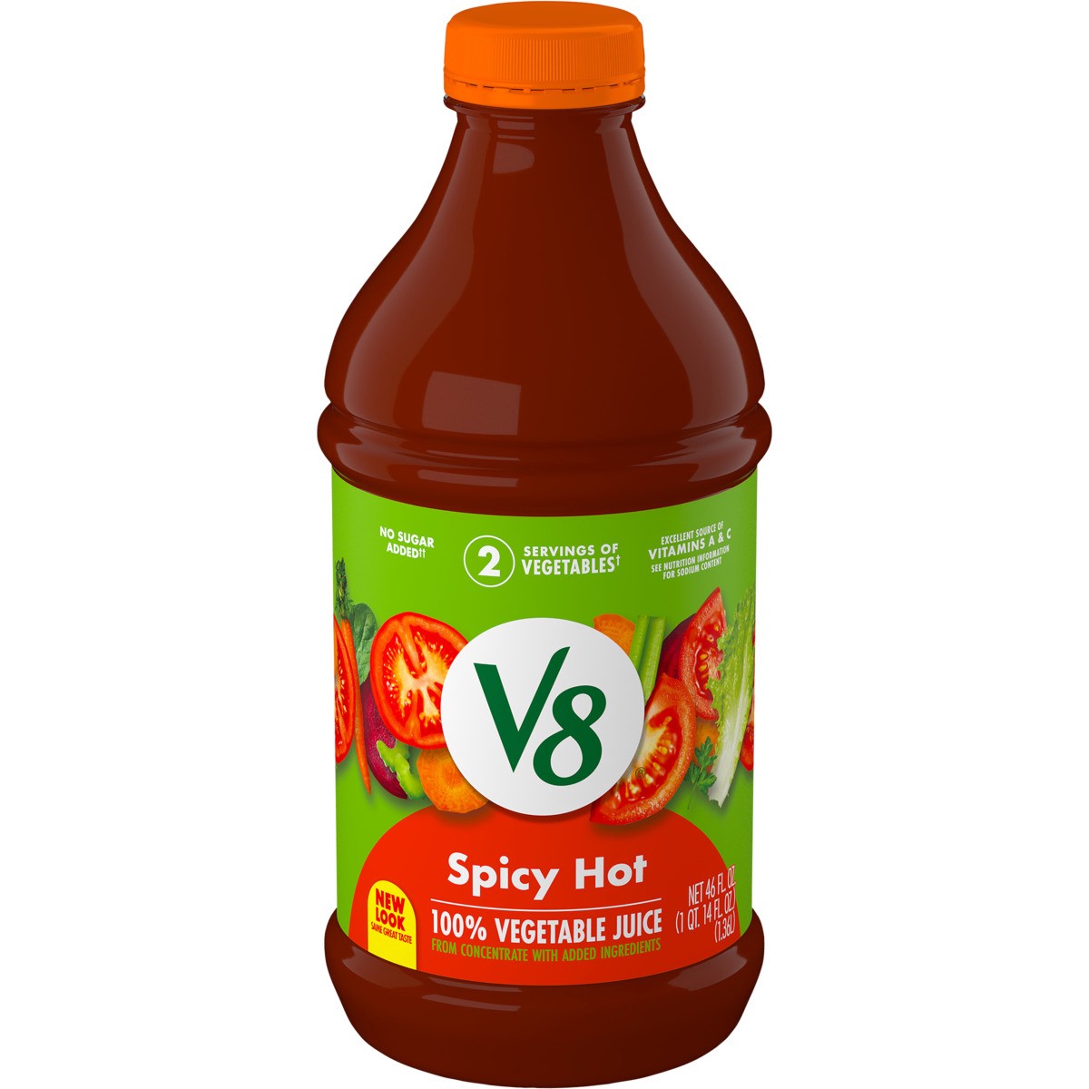 slide 1 of 5, V8 Spicy Hot 100% Vegetable Juice, 46 fl oz Bottle, 46 oz