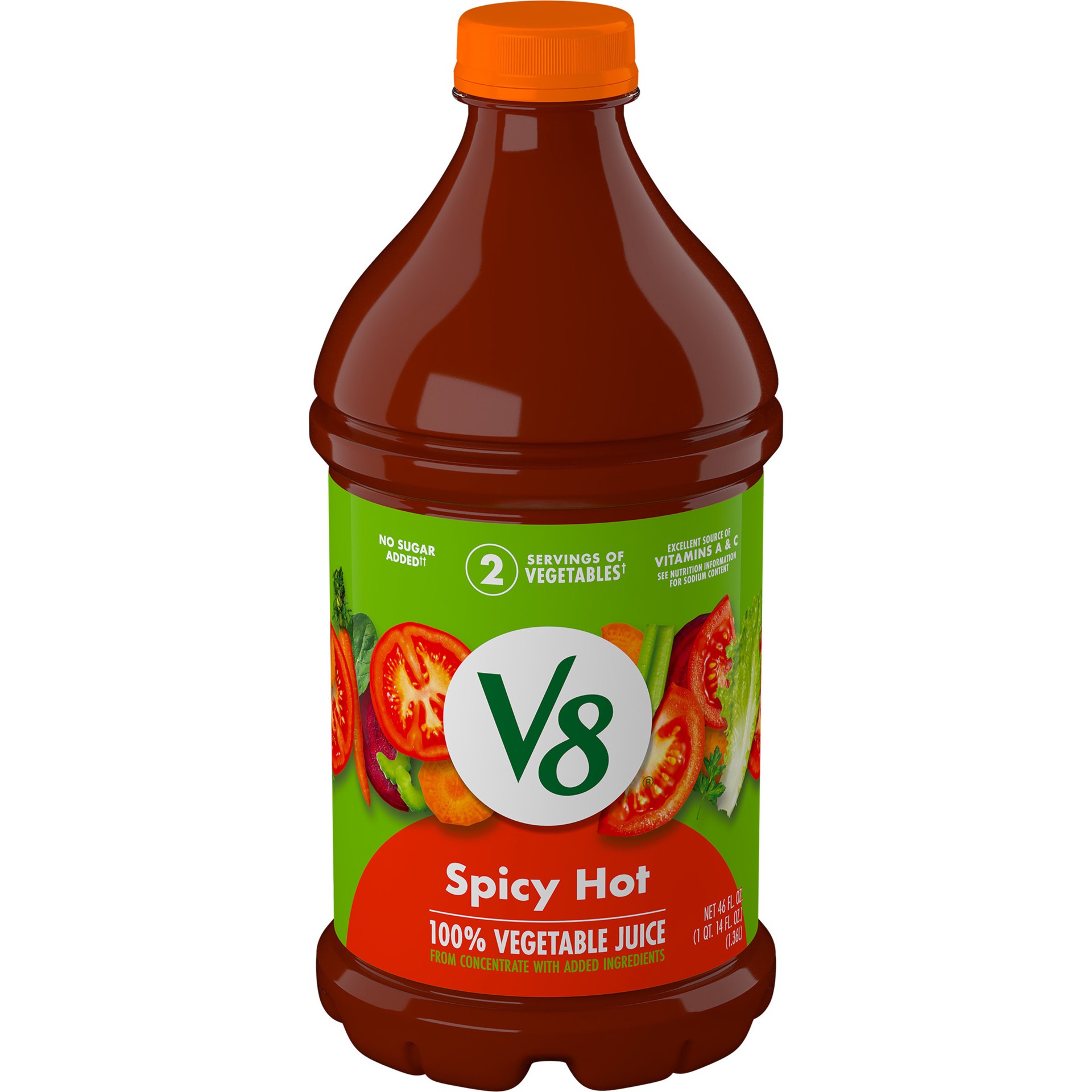 slide 1 of 5, V8 Spicy Hot 100% Vegetable Juice, 46 fl oz Bottle, 46 fl oz