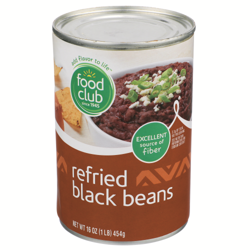 slide 1 of 1, Food Club Refried Black Beans, 16 oz