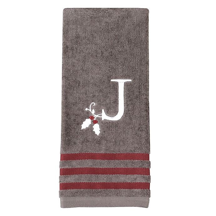 slide 2 of 2, Winter Wonderland Holly Monogrammed Letter J'' Hand Towel - Grey'', 2 ct