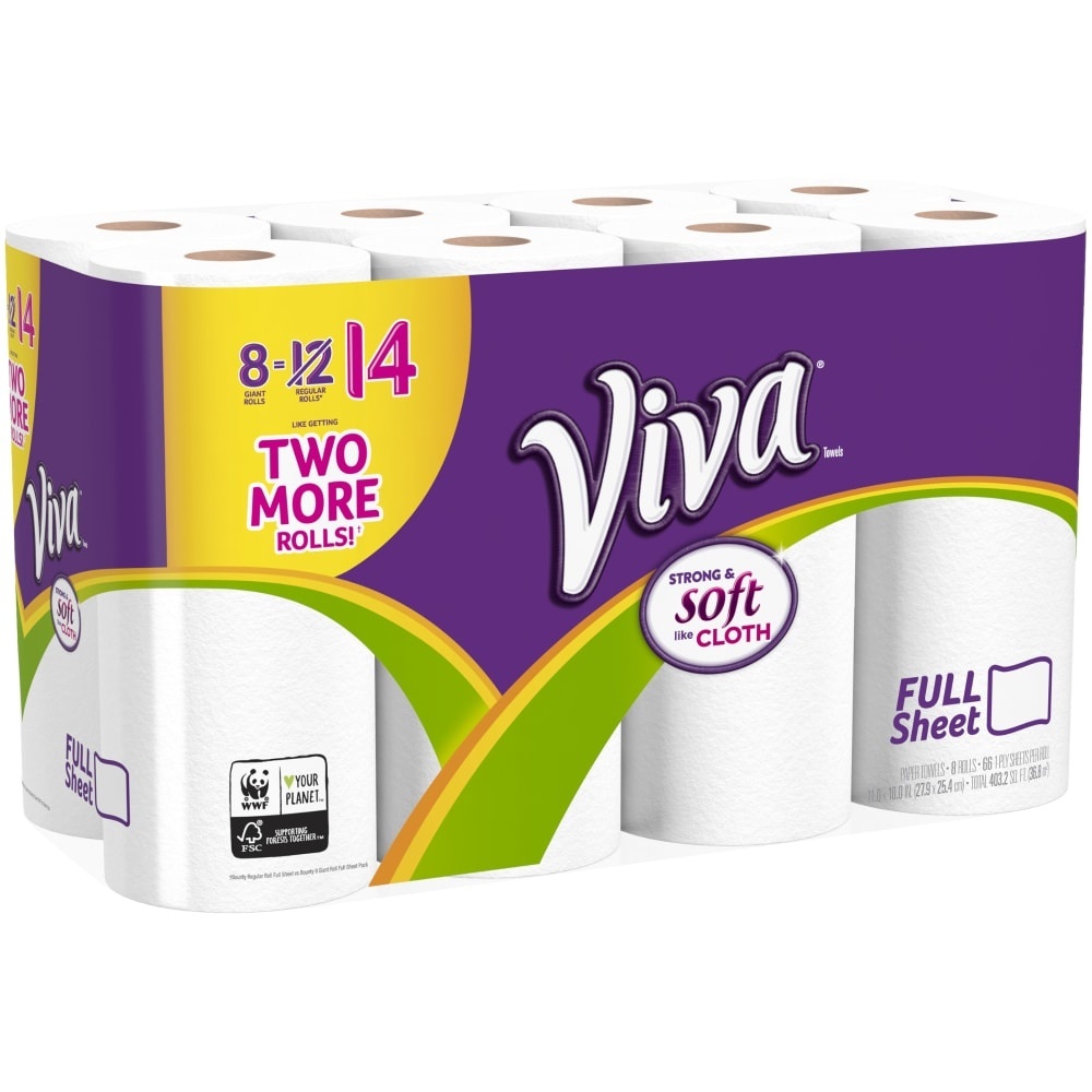 slide 1 of 3, Viva White Giant Paper Towels, 8 ct