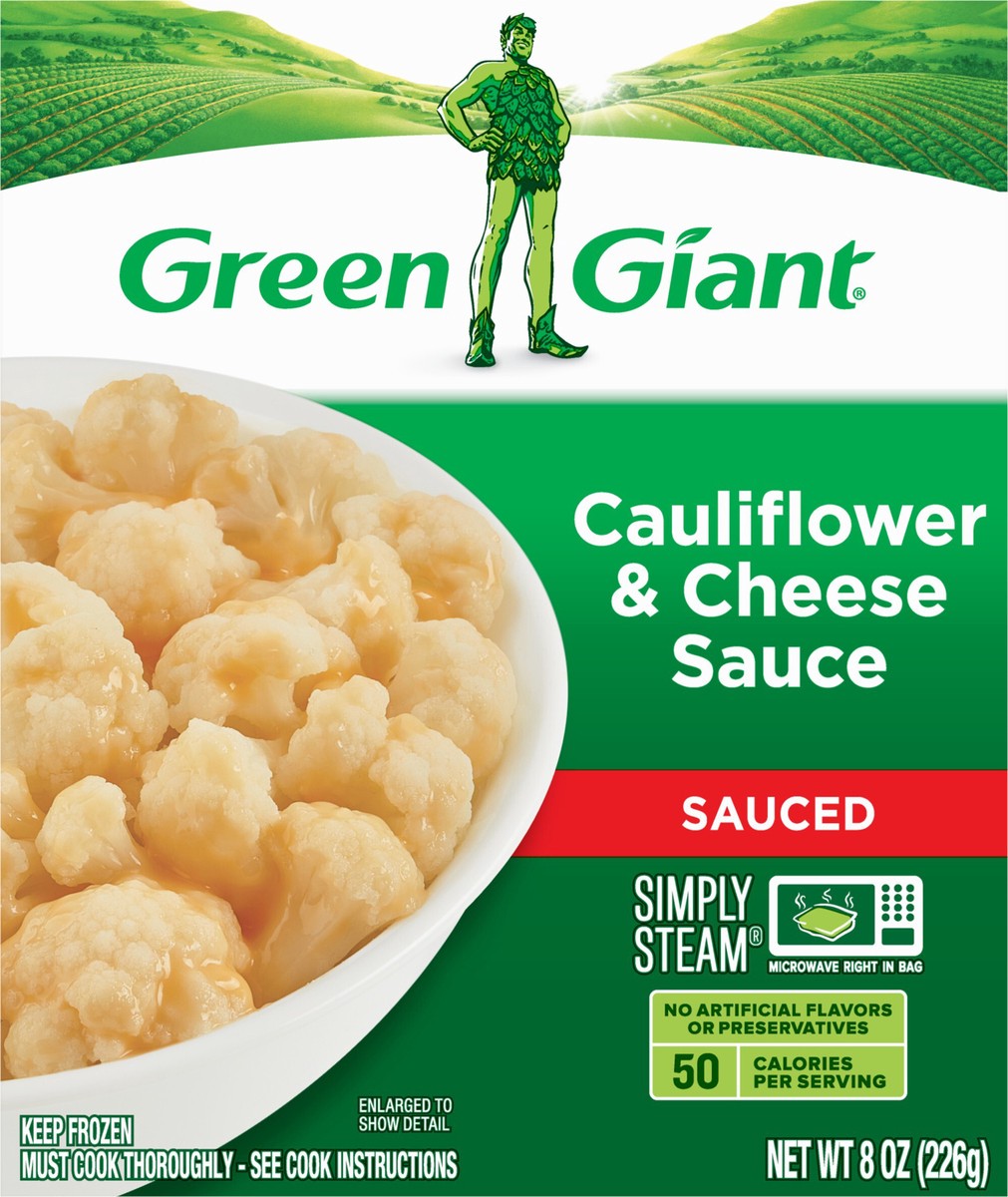 slide 2 of 9, Green Giant Simply Steam Sauced Veggies, Cauliflower & Cheese Sauce, 8 oz (Frozen), 8 oz