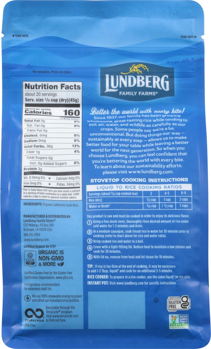slide 11 of 14, Lundberg Family Farms Organic Sushi White Rice 32 oz, 32 oz