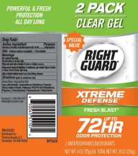 slide 2 of 7, Right Guard Xtreme Defense Fresh Blast Antiperspirant Clear Gel, 4 oz, 2 Pack, 2 ct