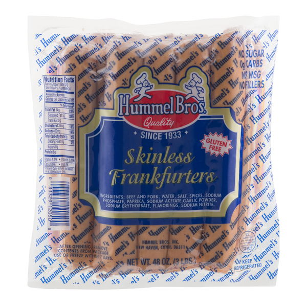 slide 1 of 1, Hummel Bros. 3Lb Skinless Franks, 3 lb