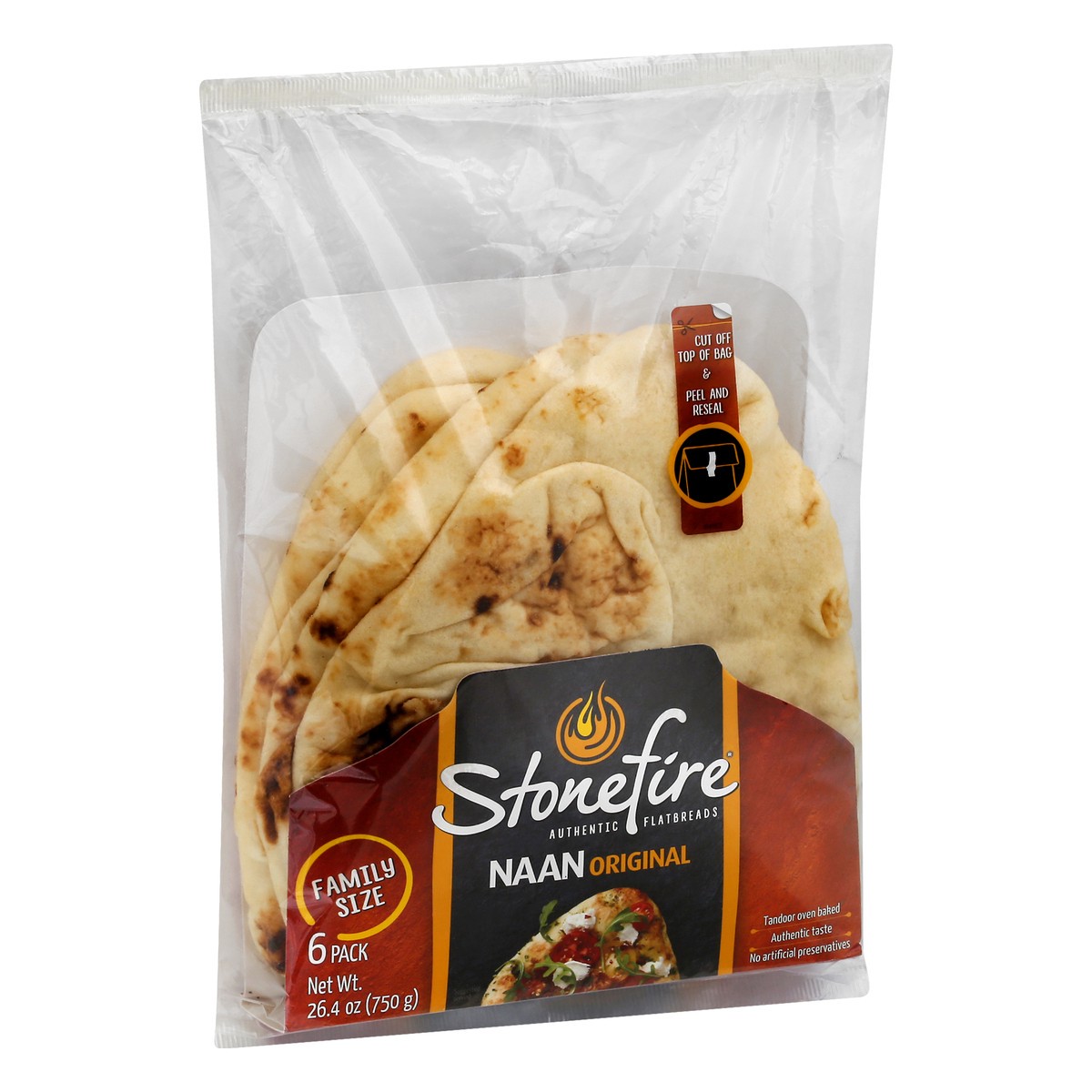 slide 3 of 9, Stonefire Family Size 6 Pack Original Naan 6 ea, 6 ct