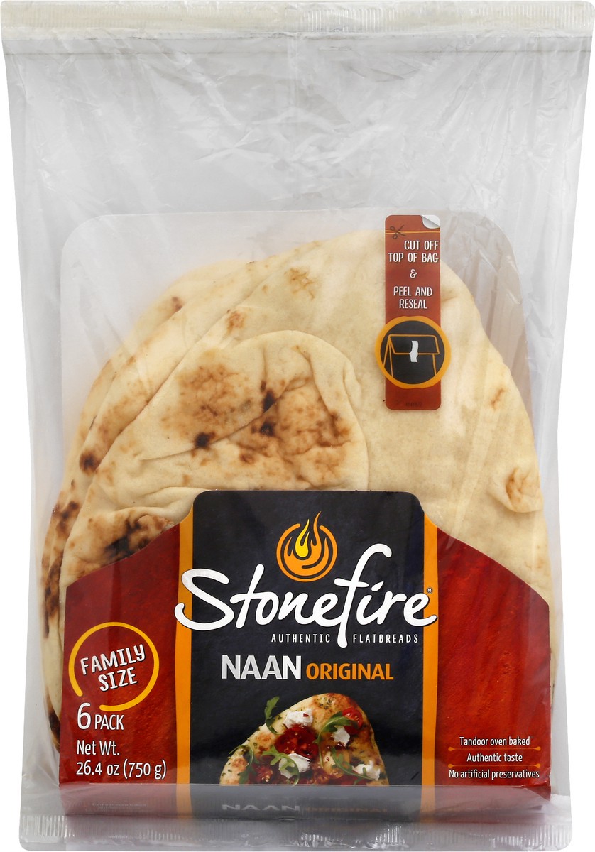 slide 8 of 9, Stonefire Family Size 6 Pack Original Naan 6 ea, 6 ct