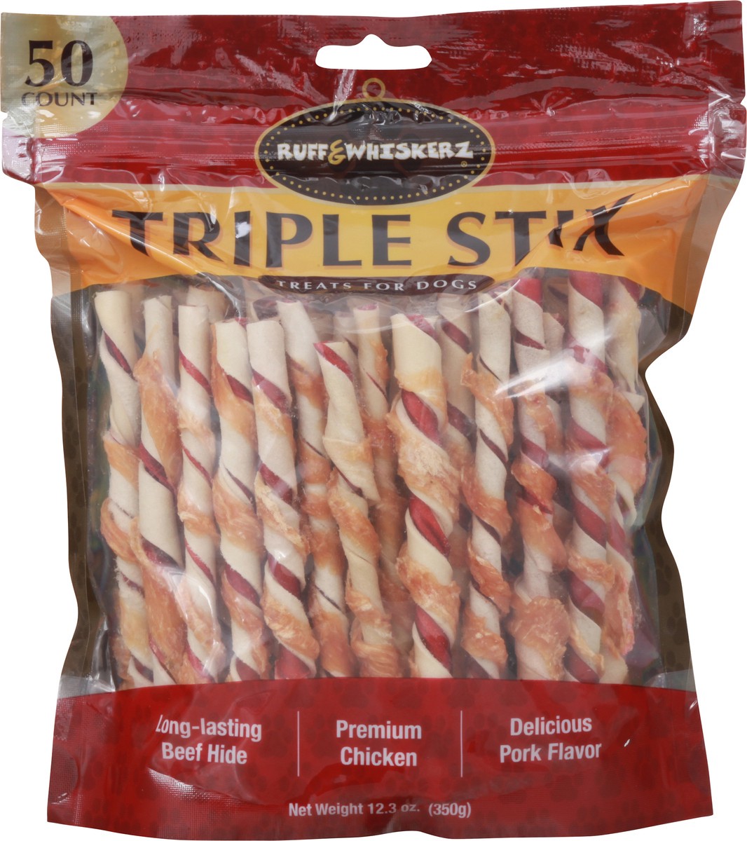 slide 11 of 11, Ruff & Whiskerz Triple Stix Pork Treats for Dogs 50 ea, 50 ct