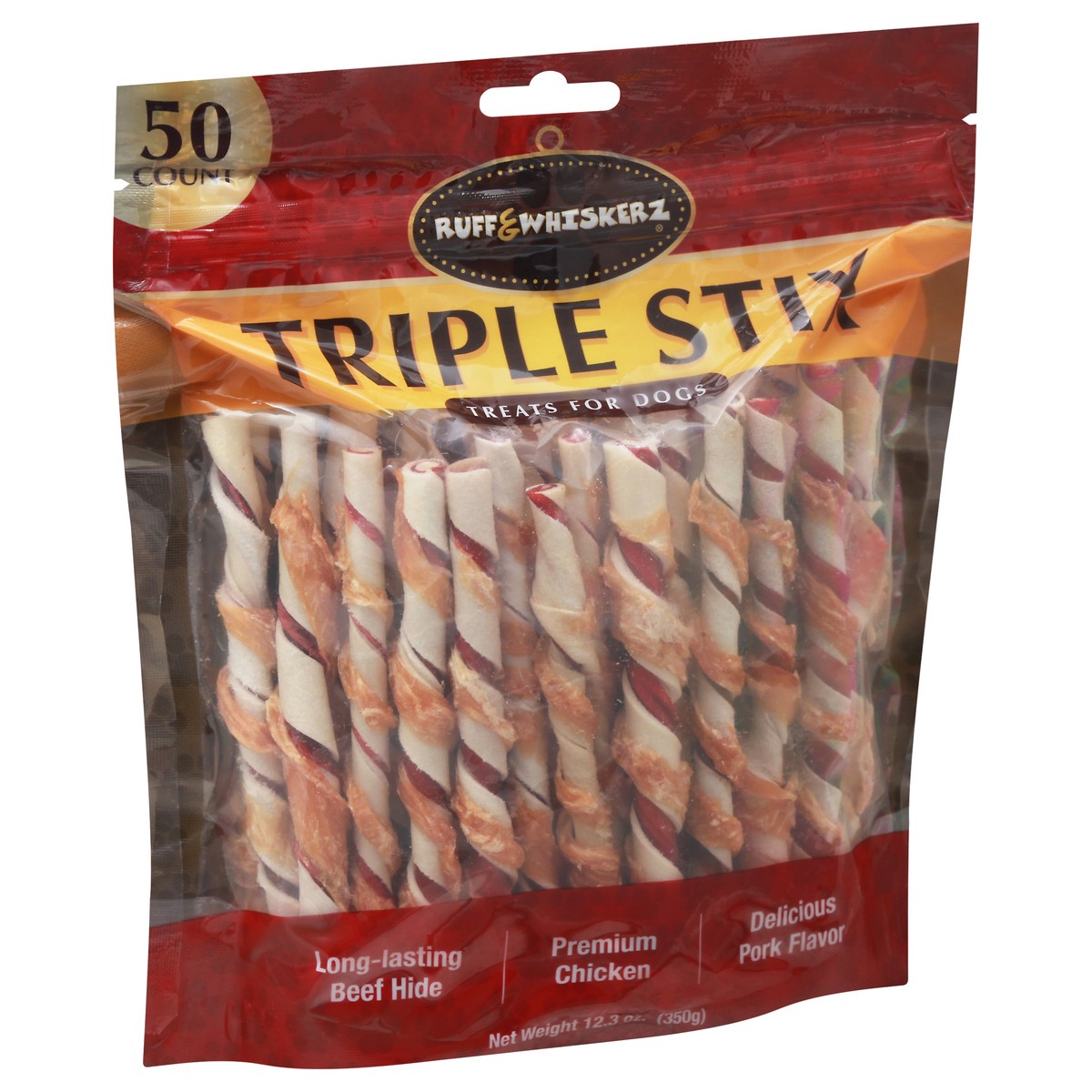 slide 4 of 11, Ruff & Whiskerz Triple Stix Pork Treats for Dogs 50 ea, 50 ct