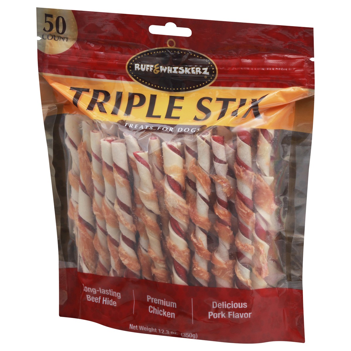 slide 9 of 11, Ruff & Whiskerz Triple Stix Pork Treats for Dogs 50 ea, 50 ct