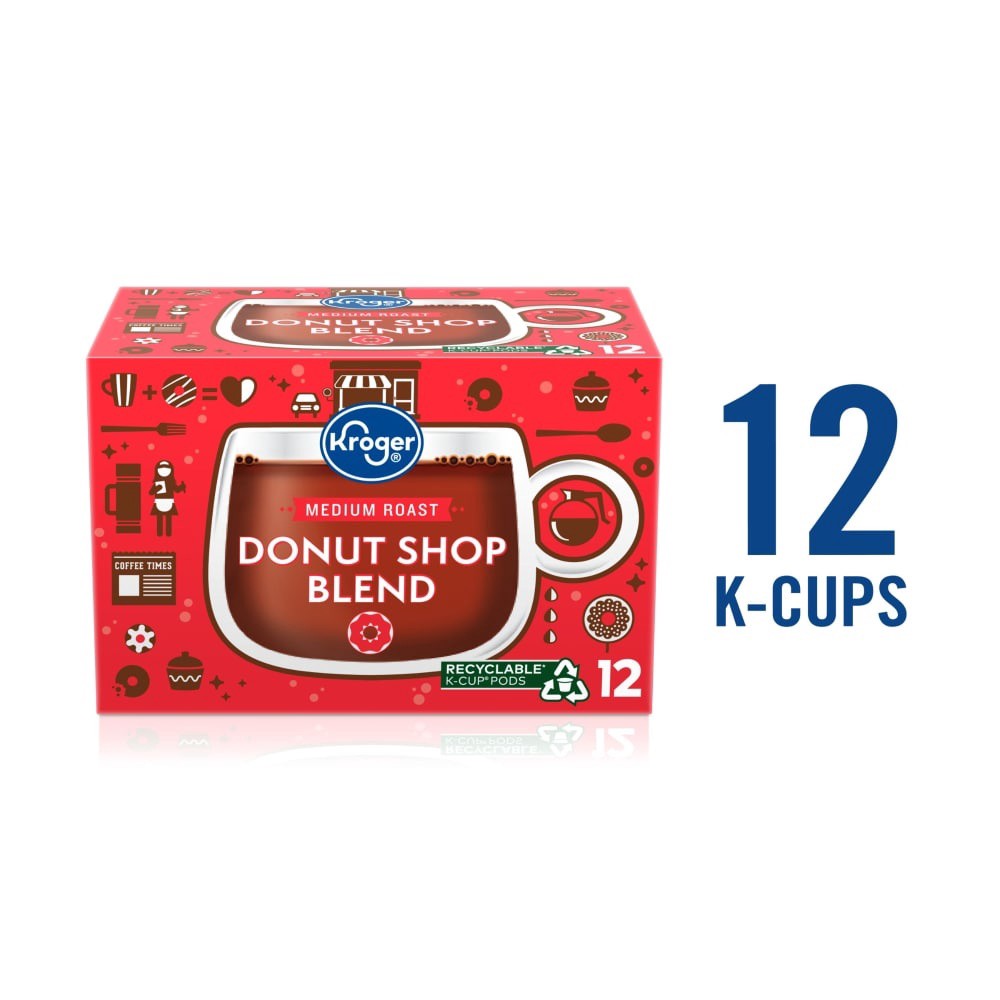 slide 3 of 5, Kroger Donut Shop Blend Medium Roast Coffee K-Cup Pods, 12 ct