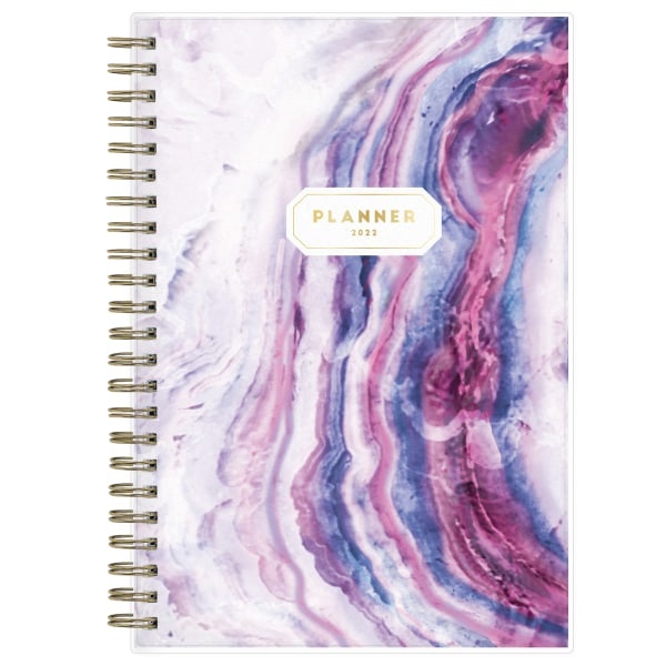 slide 1 of 5, Blue Sky Frosted Weekly/Monthly Safety Wirebound Planner, 5'' X 8'', Gemma Purple, January To December 2022, 1 ct