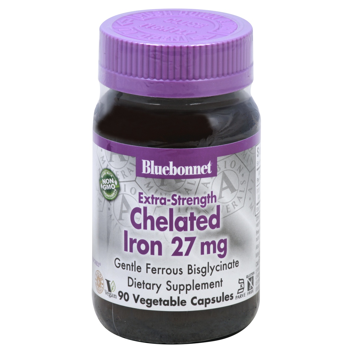 slide 1 of 1, Bluebonnet Nutrition Albion Extra-Strength Chelated Iron 27 Mg Vegetable Capsules, 90 ct