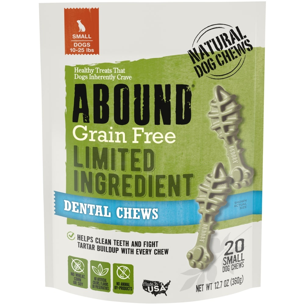 slide 1 of 1, Abound Grain Free Limited Ingredient Small Dog Dental Chews, 20 ct