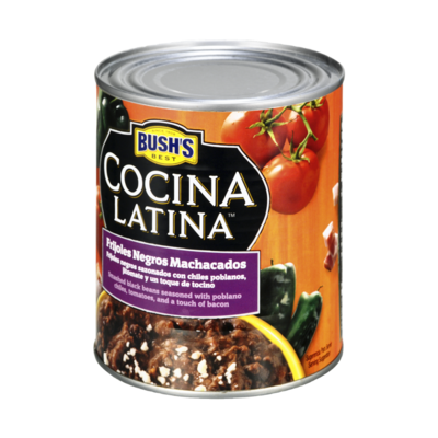 slide 1 of 1, Bush's Best Cocina Latina Frijoles Negros Machacados, 30 oz