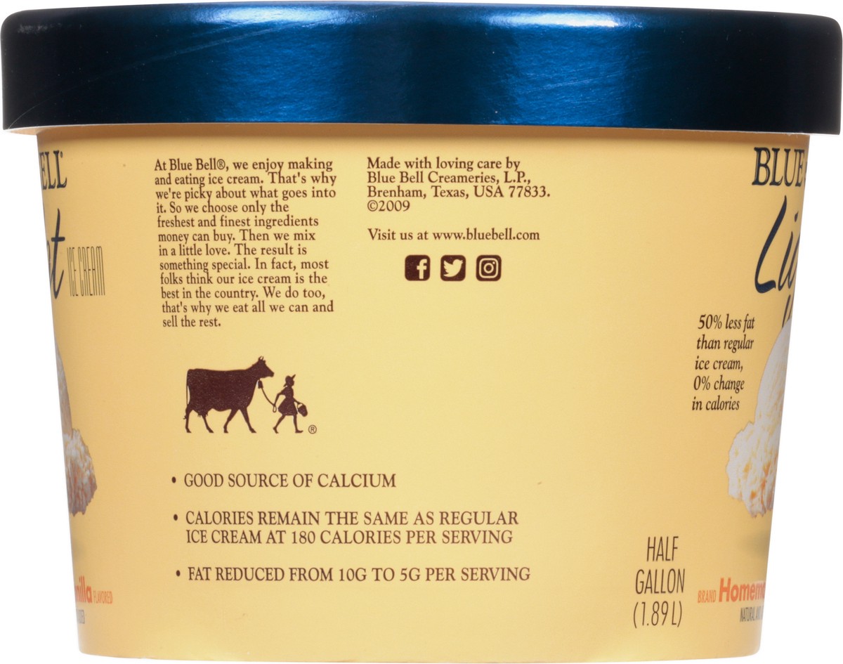 slide 8 of 9, Blue Bell Light Ice Cream, 1/2 gal