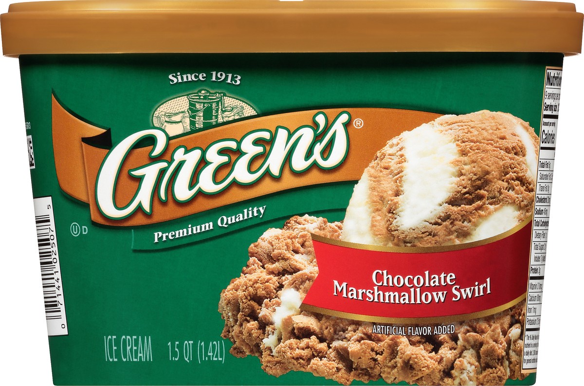 slide 3 of 10, Green's Chocolate Marshmallow Swirl Ice Cream 1.5 qt. Carton, 1.5 qt