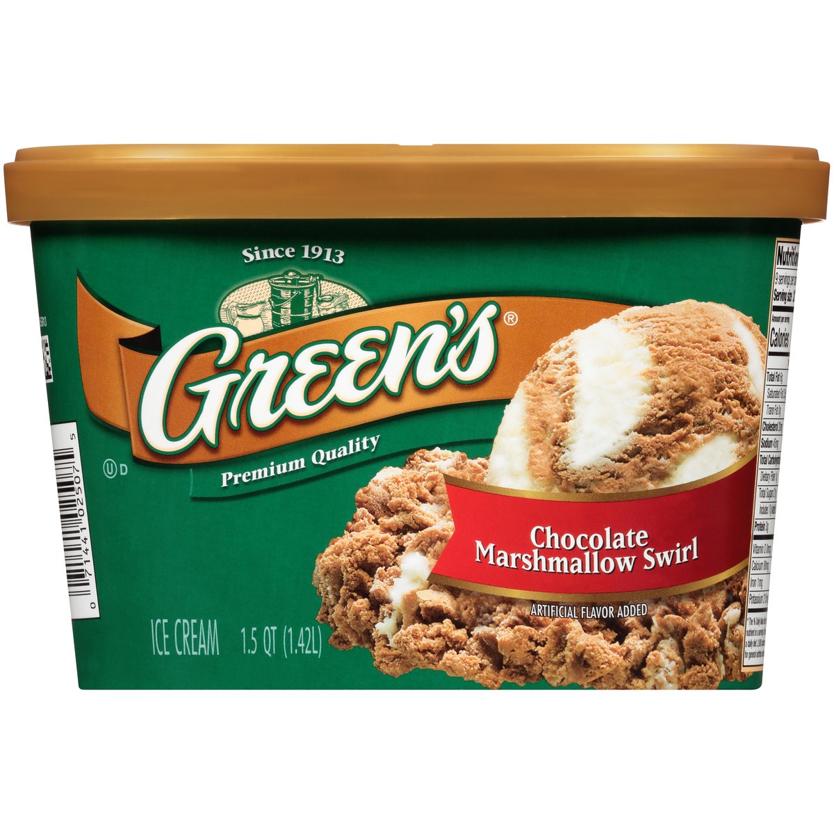 slide 1 of 10, Green's Chocolate Marshmallow Swirl Ice Cream 1.5 qt. Carton, 1.5 qt