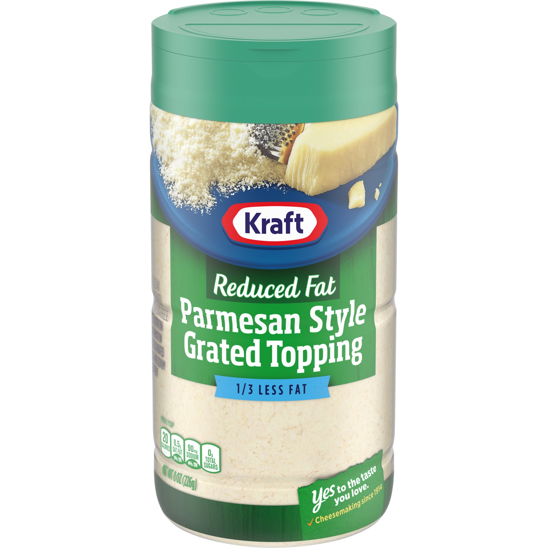 slide 1 of 7, Kraft Parmesan Style Reduced Fat Grated Cheese Topping, 8 oz Shaker, 8 oz