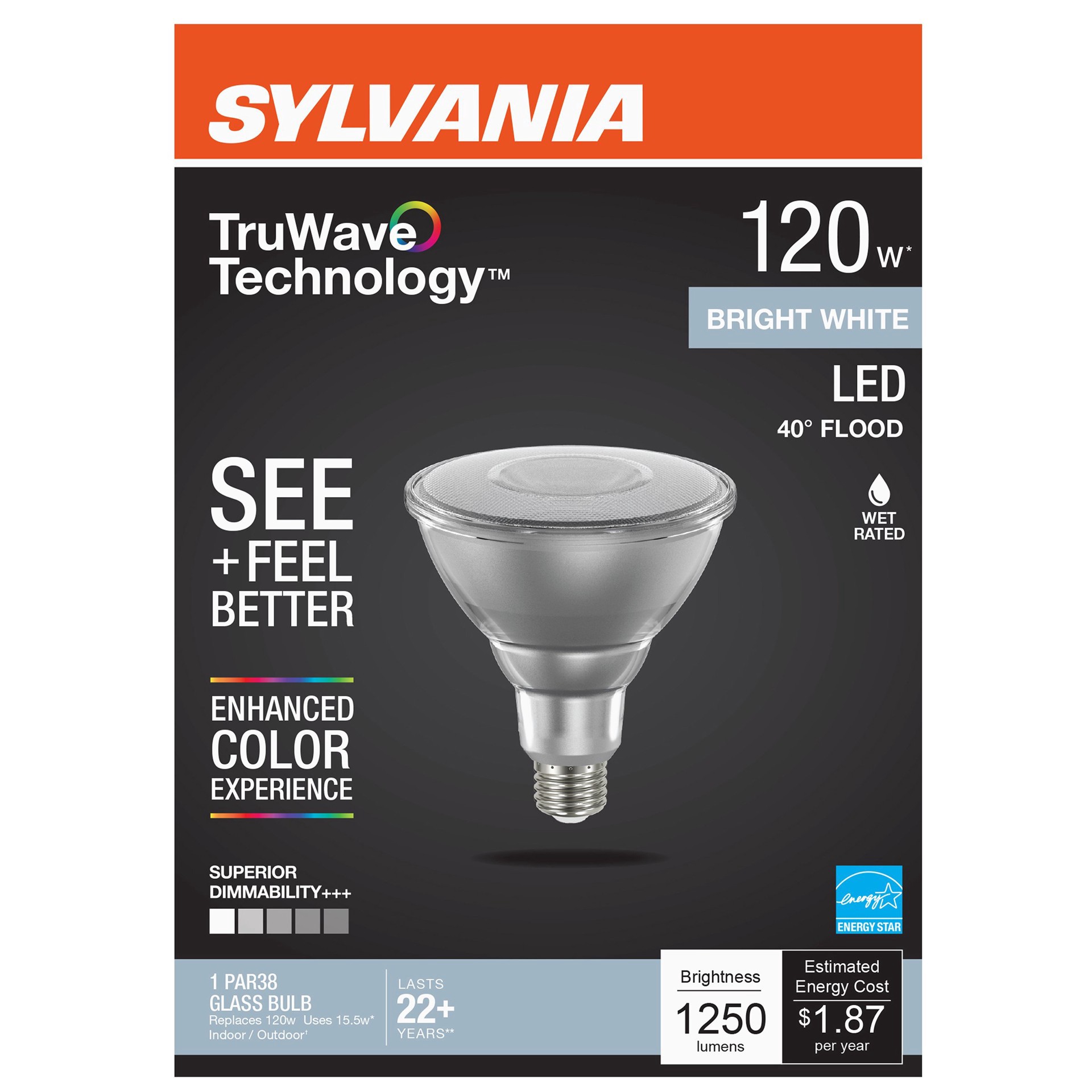 slide 1 of 1, Sylvania TruWave PAR38 120-Watt LED Flood Light Bulb - Bright White, 1 ct