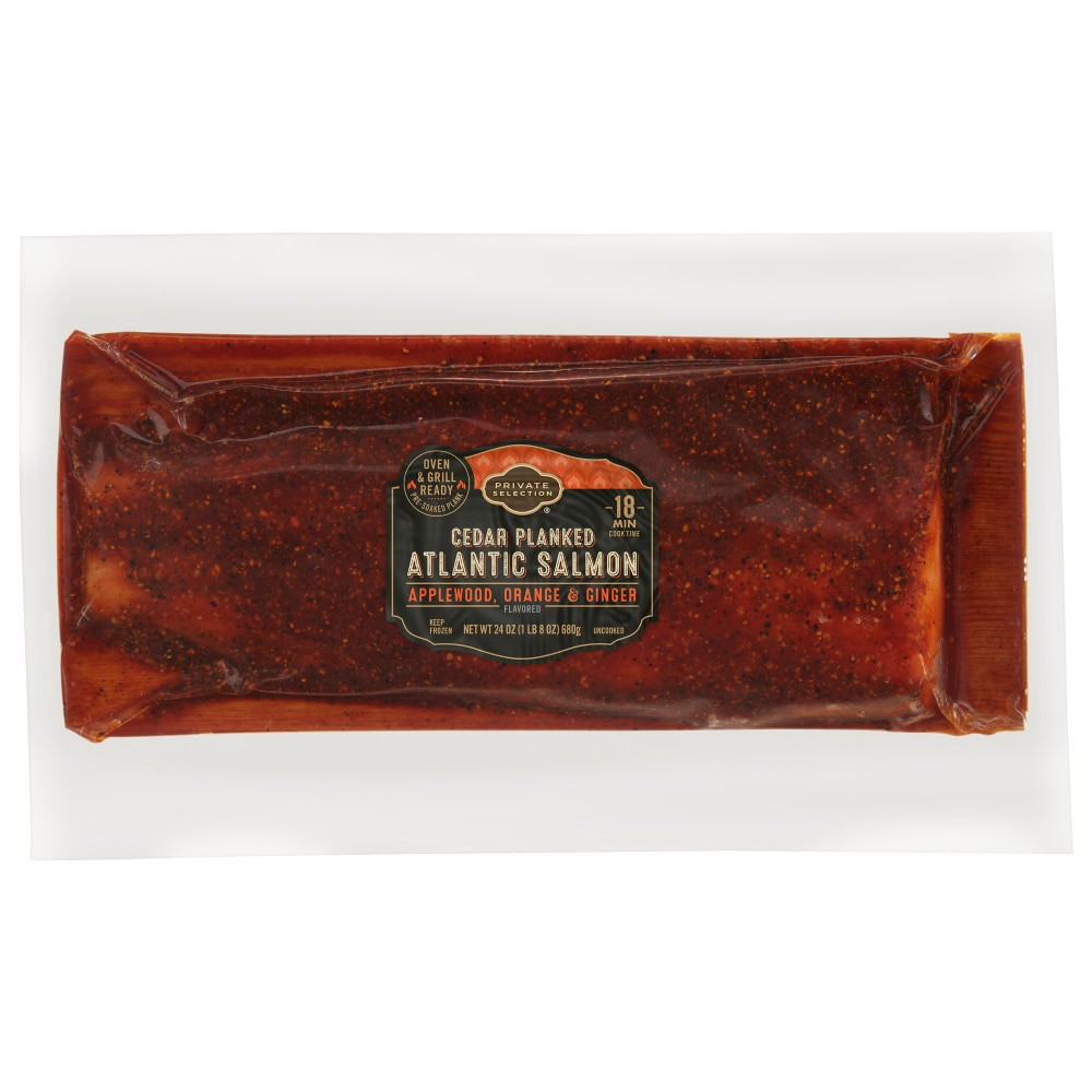 slide 1 of 4, Private Selection Cedar Plank Atlantic Salmon Applewood Orange & Ginger, 24 oz
