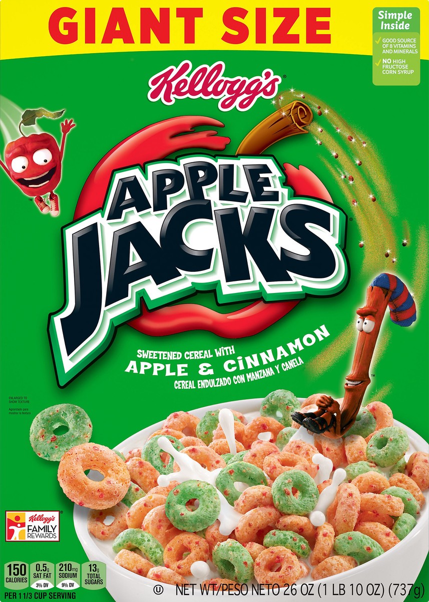 slide 7 of 8, Kellogg's Apple Jacks Original Cold Breakfast Cereal, 26 oz