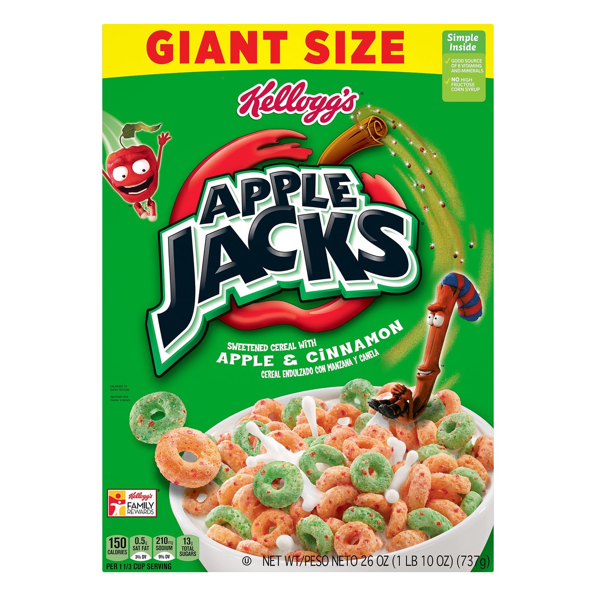 slide 1 of 8, Kellogg's Apple Jacks Original Cold Breakfast Cereal, 26 oz