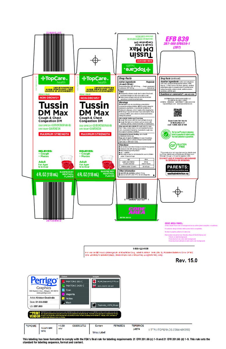 slide 13 of 15, TopCare Health Non-Drowsy Maximum Strength Raspberry Menthol Flavor Tussin DM Max 4 fl oz, 4 fl oz