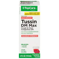 TopCare Tussin DM Max Maximum Strength Raspberry Menthol Flavor Liquid - 4 fl oz