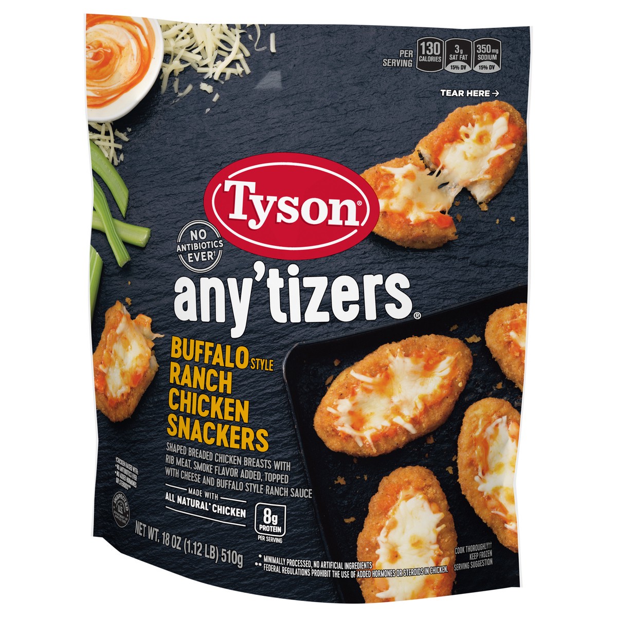 slide 5 of 9, TYSON ANYTIZERS Tyson Any'tizers Buffalo Style Ranch Chicken Snackers, 18 oz., 510.29 g