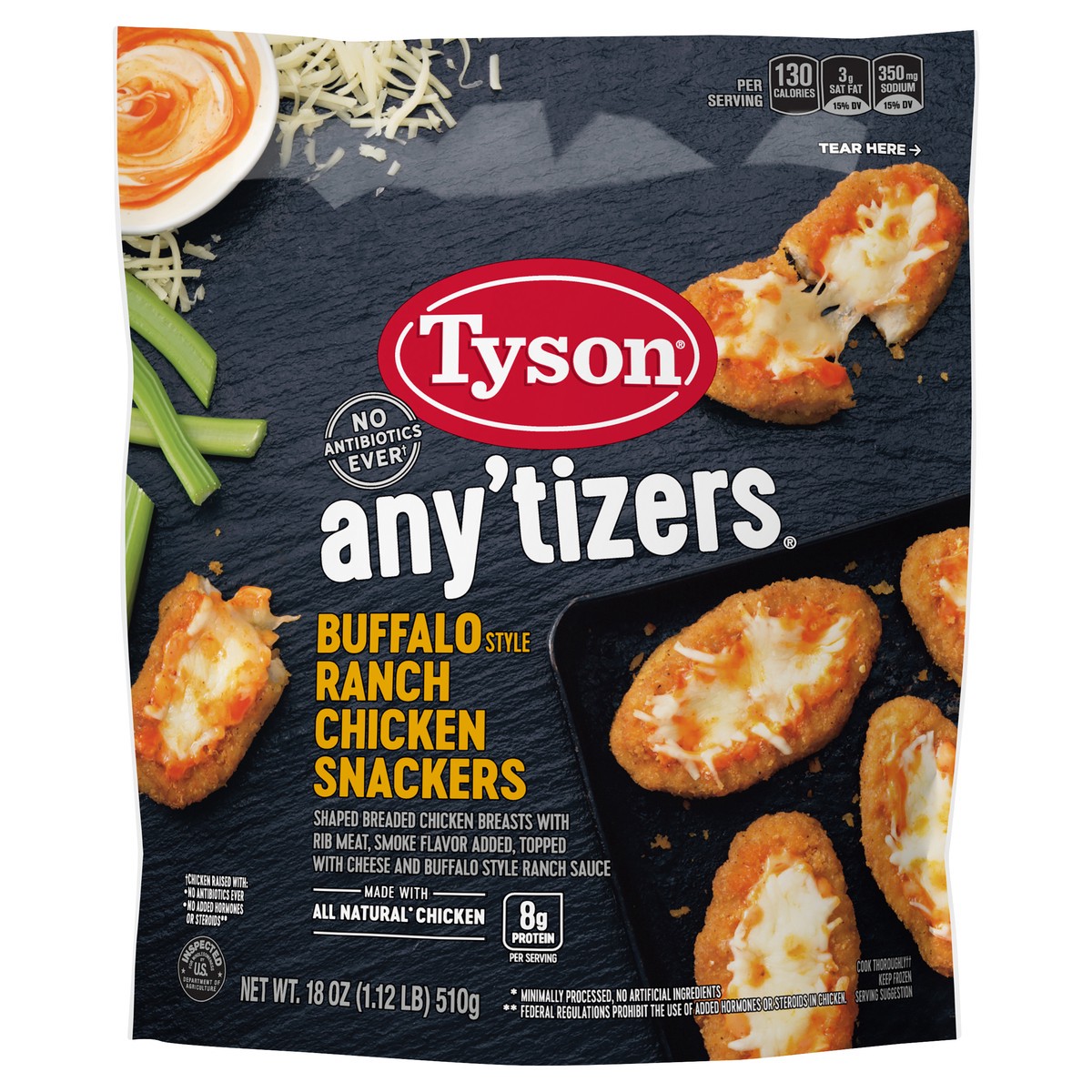 slide 1 of 9, Tyson Any'tizers Buffalo Style Ranch Chicken Snackers, 18 oz., 18 oz