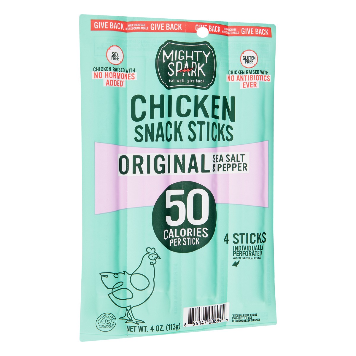 slide 2 of 9, Mighty Spark Original Sea Salt & Pepper Chicken Snack Sticks 4 oz, 4 oz