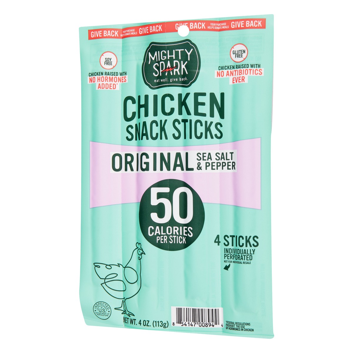 slide 5 of 9, Mighty Spark Original Sea Salt & Pepper Chicken Snack Sticks 4 oz, 4 oz