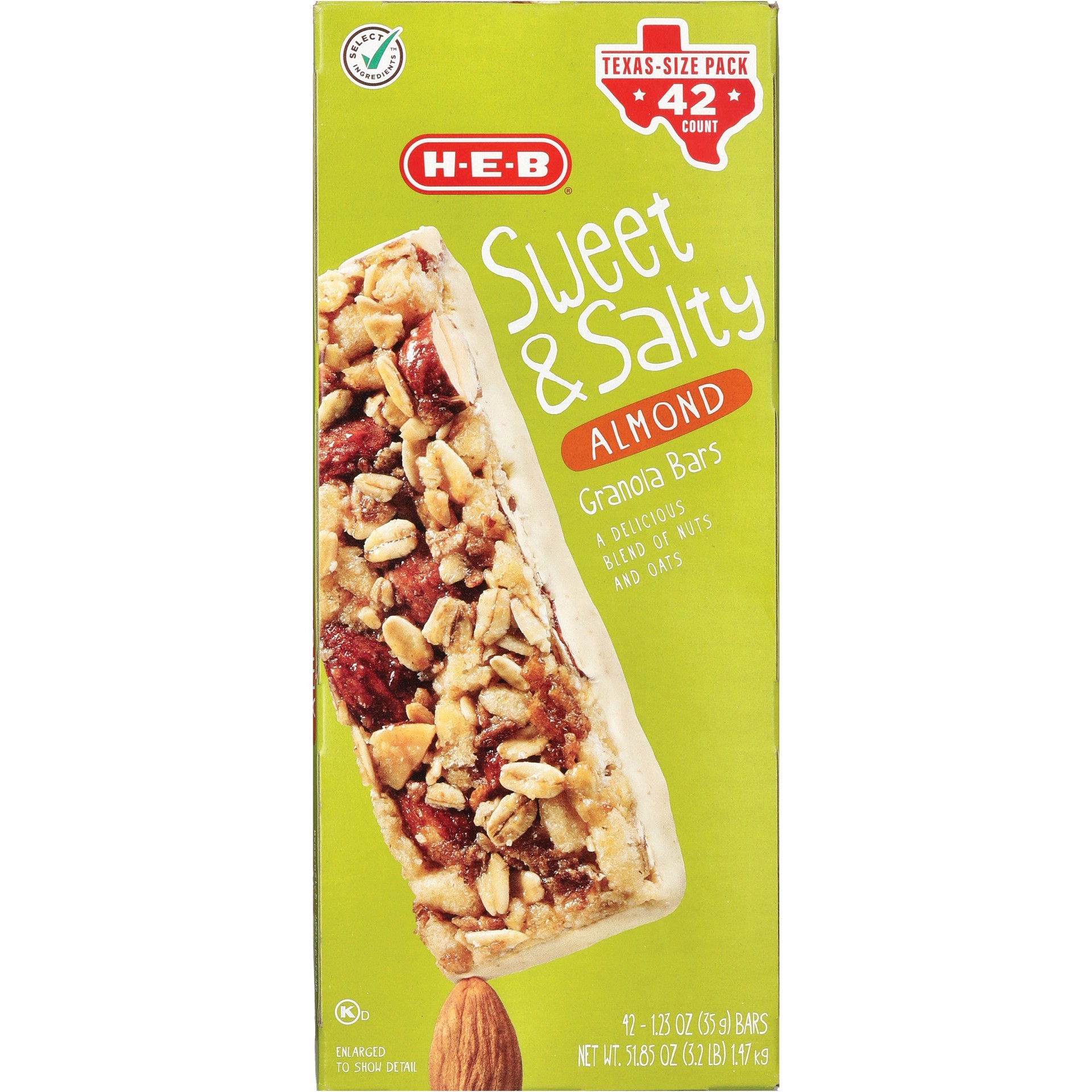 slide 1 of 1, H-E-B Sweet & Salty Almond Granola Bars - Texas-Size Pack, 42 ct