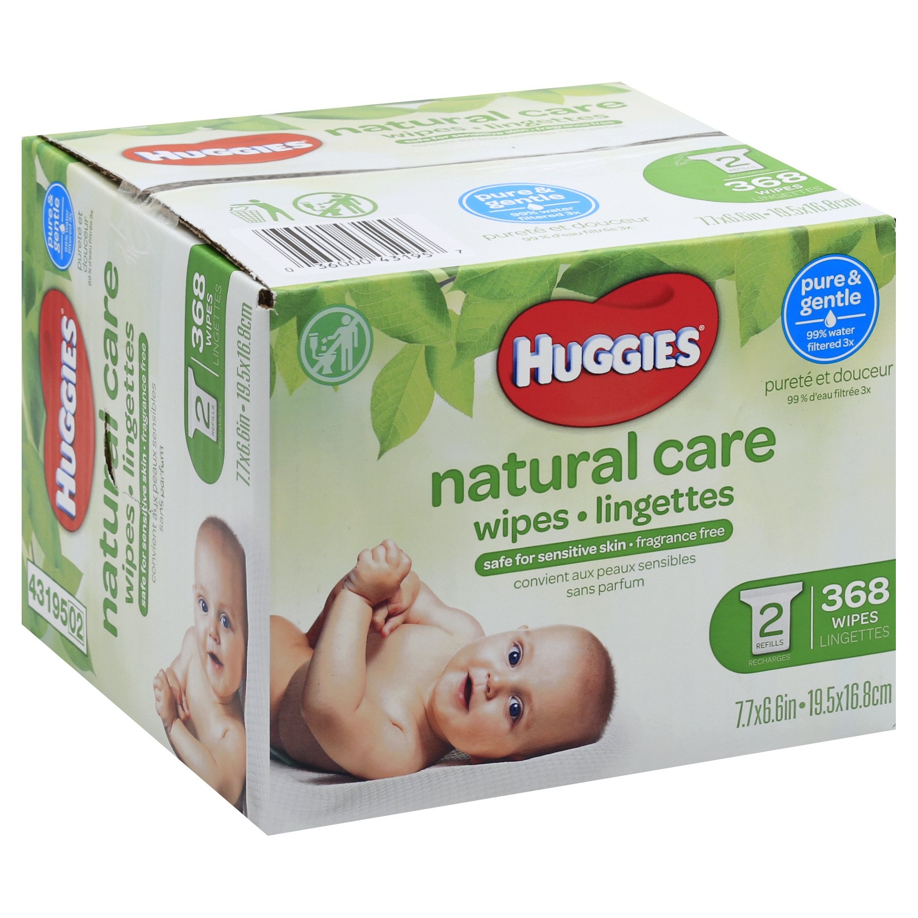 slide 1 of 1, Huggies Natural Care Baby Wipes Refills, 368 ct