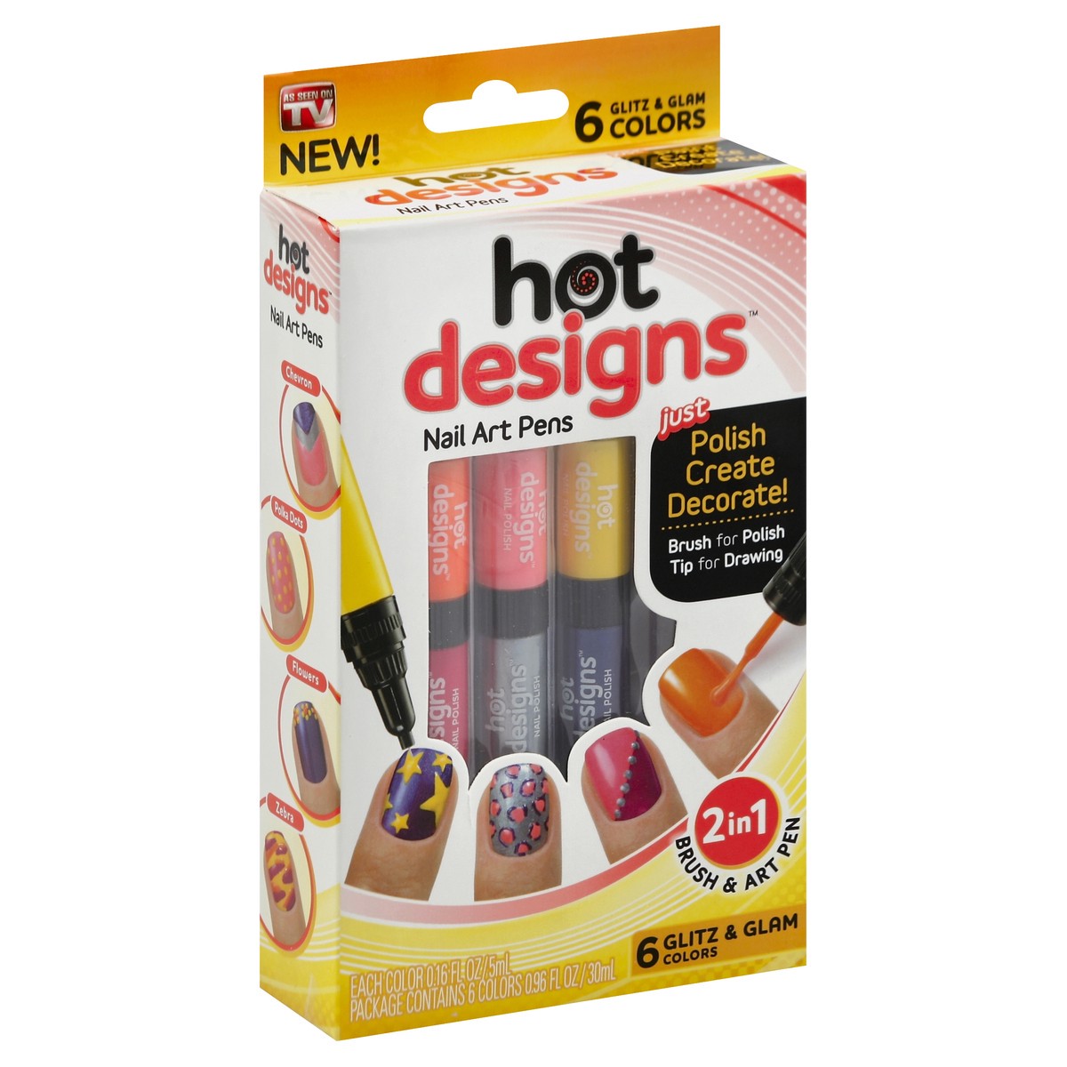 slide 3 of 5, Hot Designs Nail Art Pens 6 ea, 1 ct