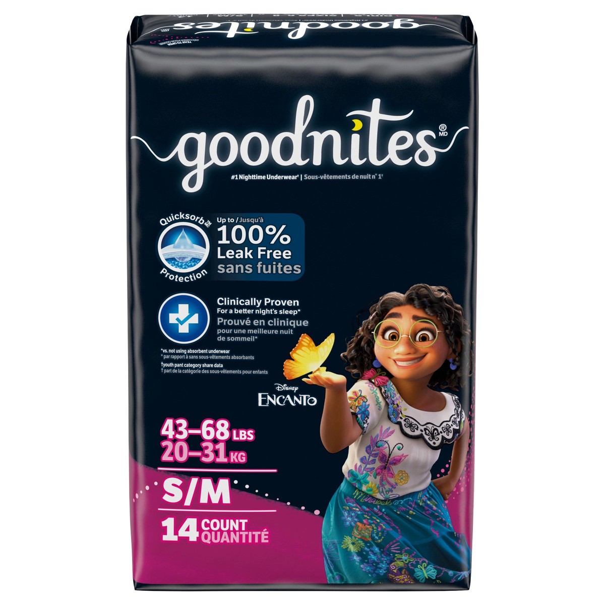 slide 1 of 5, Goodnites Girls' Nighttime Bedwetting Underwear, Size S/M (43-68 lbs), 14 Ct, 14 ct