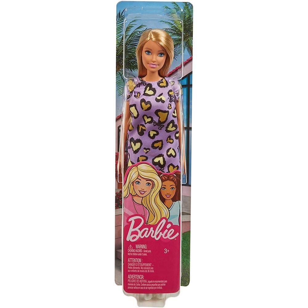 slide 3 of 6, Mattel Barbie Heart-Print Dress & Sneakers Blonde Doll, 1 ct