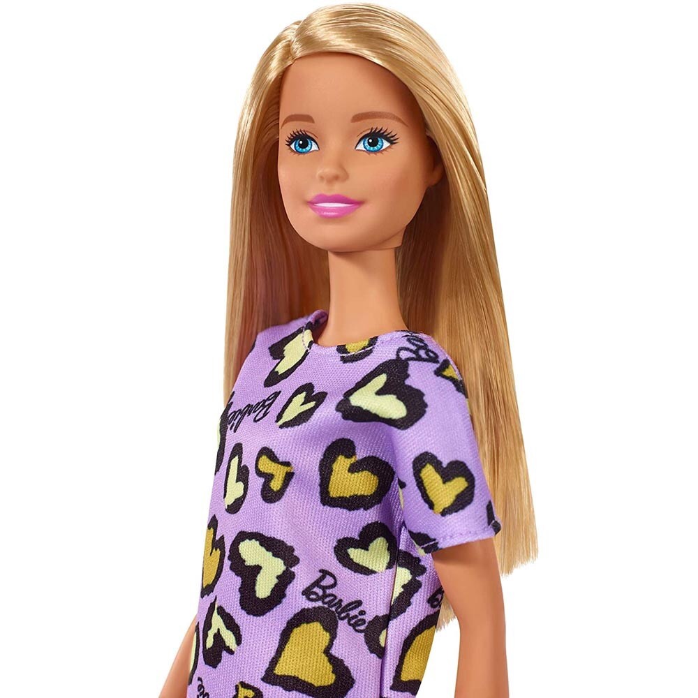 slide 4 of 6, Mattel Barbie Heart-Print Dress & Sneakers Blonde Doll, 1 ct