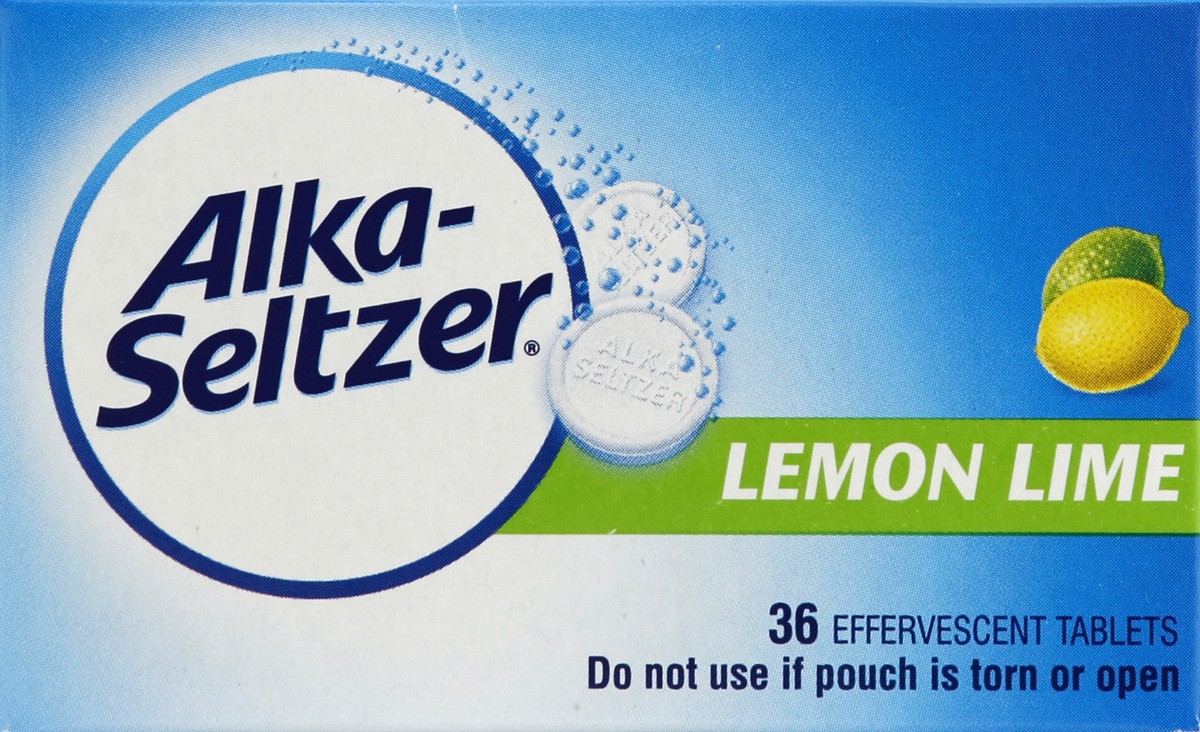 slide 2 of 6, Alka-Seltzer Alkaseltzer Lemon Lime Antacidanalgesic Effervescent Tablets, 36 ct